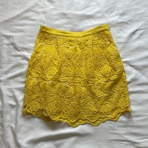 Club Monaco Yellow Crochet Lace Skirt